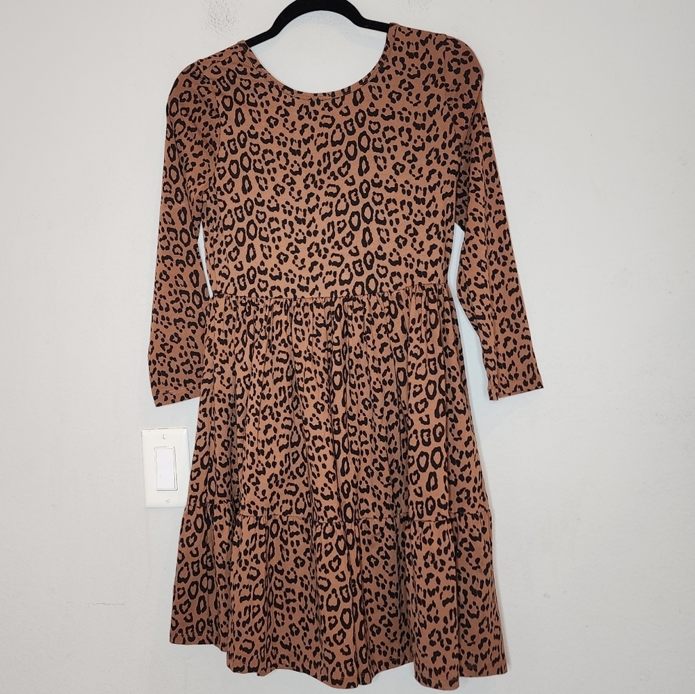 NWT‎ Janie and Jack Everyday 3/4 sleeve leopard jersey dress. Big kid size 18